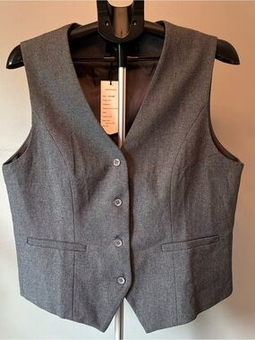 VOCNI Gray Suit Vest Waistcoat NWT Womens Large L Fit Tag 5XL Asian Sizing